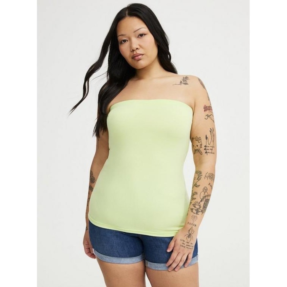 Torrid‎ Womens Plus Size 0 Lime Green Cotton Spandex Strapless Tube Top 44991778
